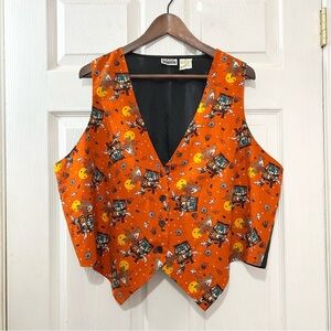 Vintage Halloween Basic Editions Vest Orange Black Plus Size 20W